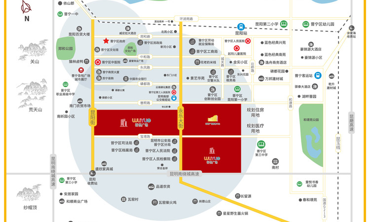 晋宁吾悦广场交通图