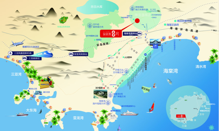 海棠湾8号温泉公馆交通图
