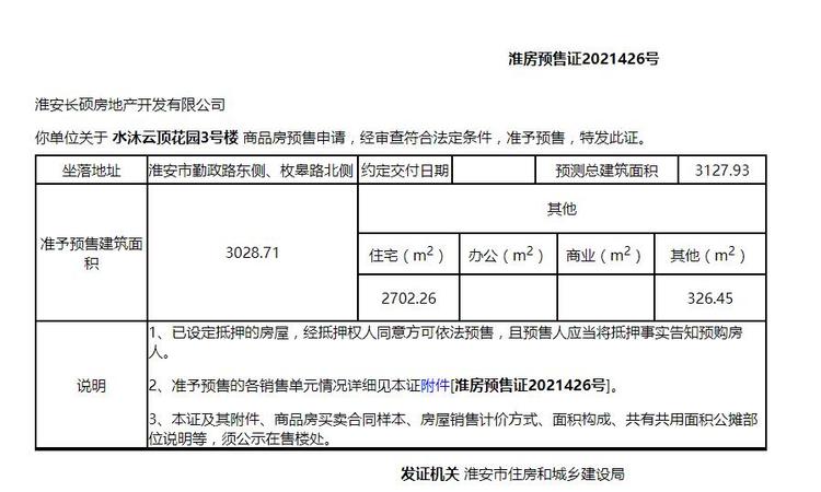 水沐云顶楼盘证照