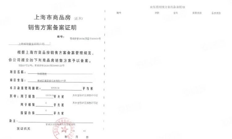 保利虹桥和颂·IN255楼盘证照