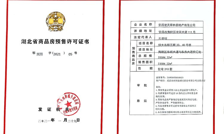 恒大名都楼盘证照