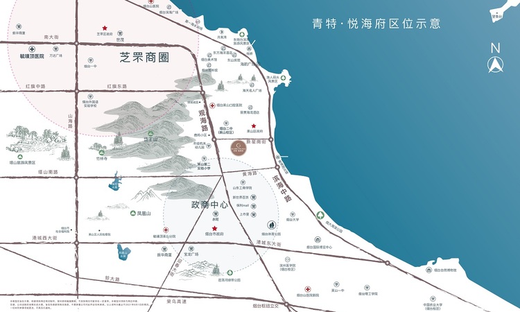 青特悦海府交通图