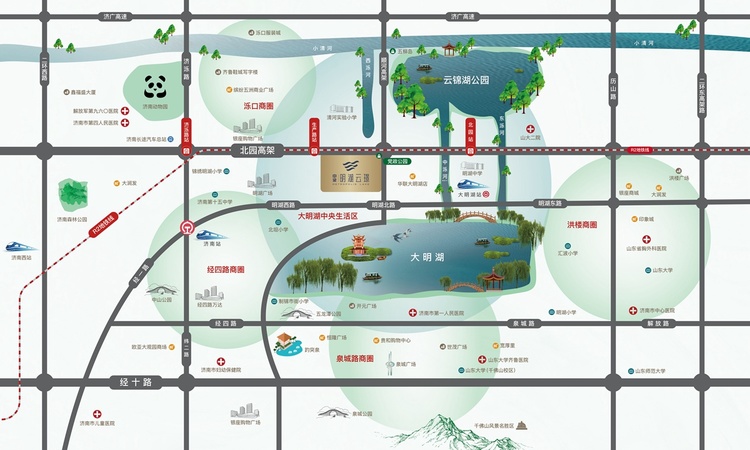 中梁明湖云璟交通图