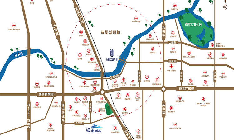 丰润万科金域华府交通图