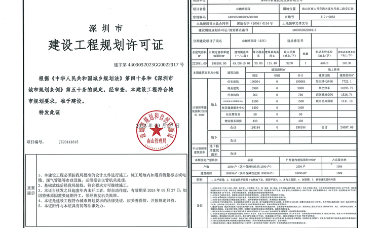山樾湾花园楼盘证照