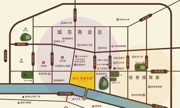 滨江荣盛华府交通图