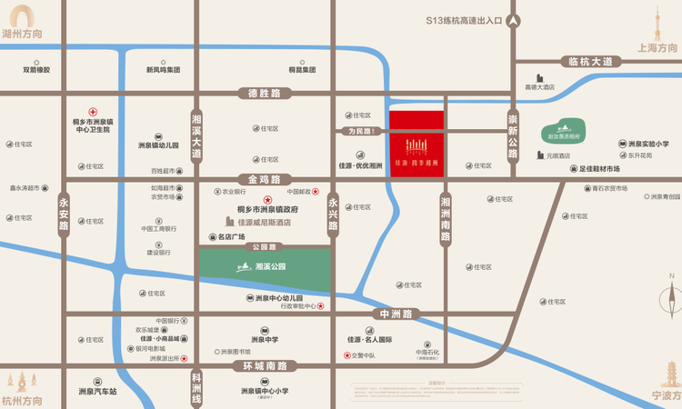 佳源四季湘洲交通图