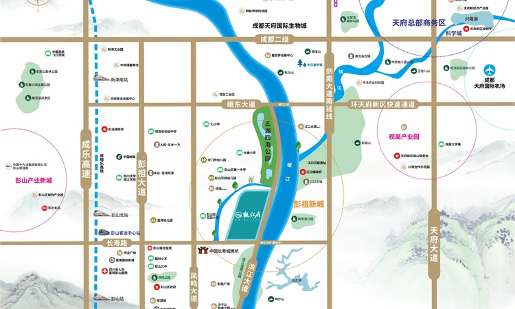 彭山领地观江府交通图