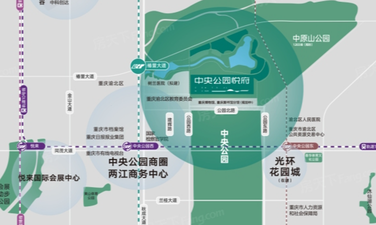 重庆中央公园悦府交通图