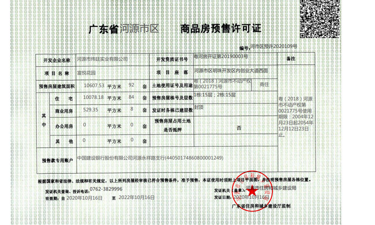 富悦花园楼盘证照