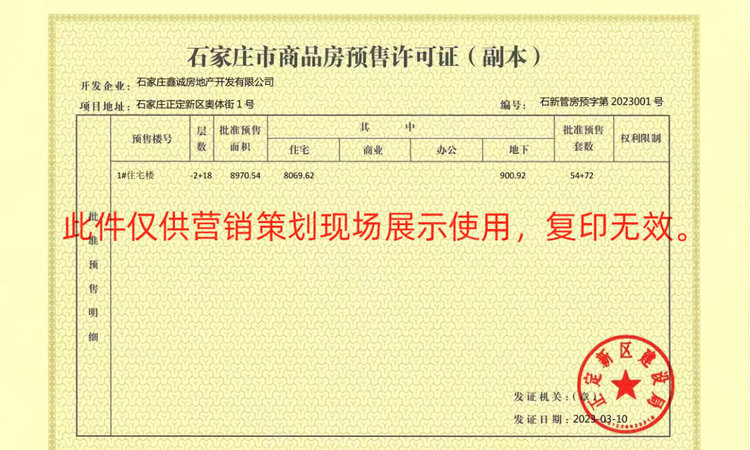 荣鼎奥莱天泰公元楼盘证照