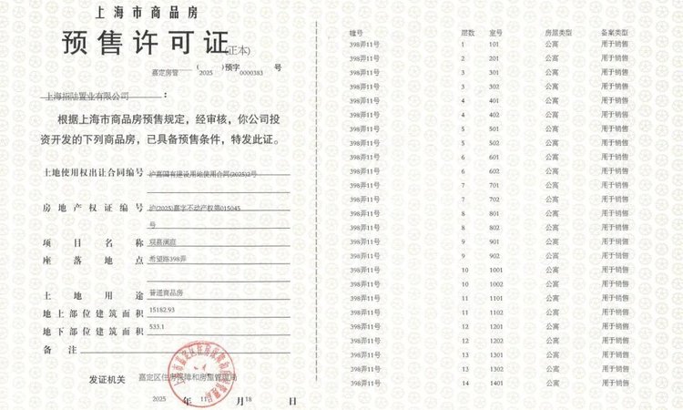 招商·林屿湖畔楼盘证照