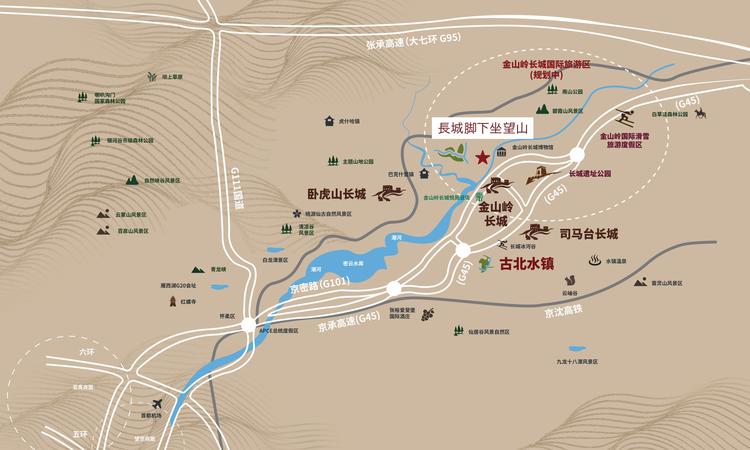 长城脚下坐望山交通图