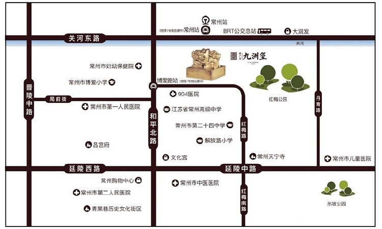 九洲·南广场花园交通图