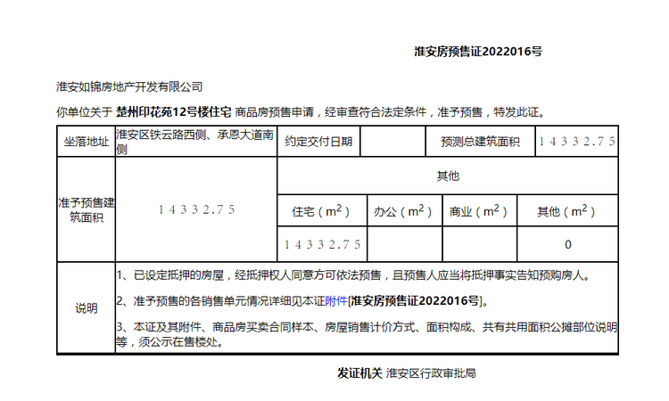 碧桂园·楚州印楼盘证照