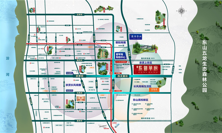 红星紫御华府交通图