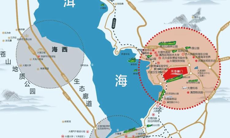 大理洱海福门交通图