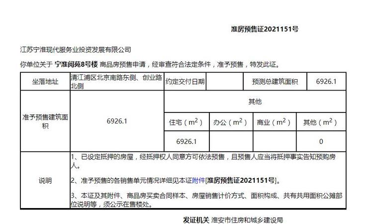 宁淮阅苑楼盘证照