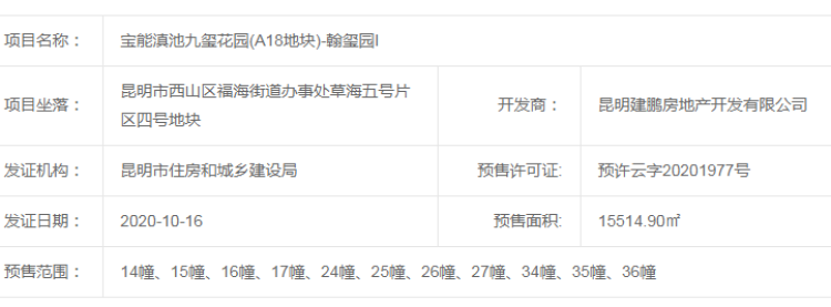 宝能滇池九玺楼盘证照