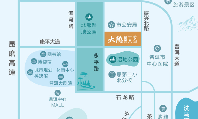 大隐·普洱交通图