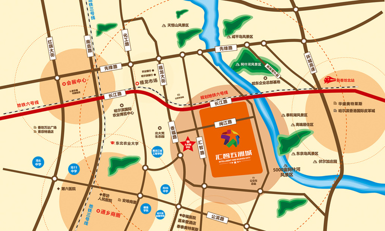 汇智五洲城交通图
