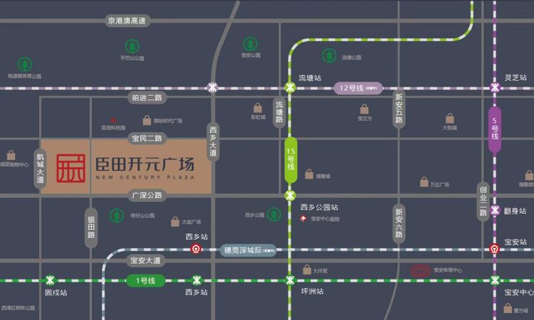 臣田开元广场交通图