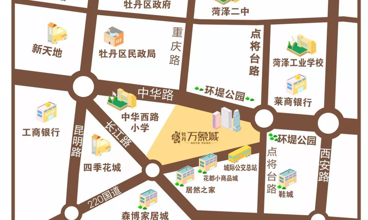 天华牡丹万象城交通图