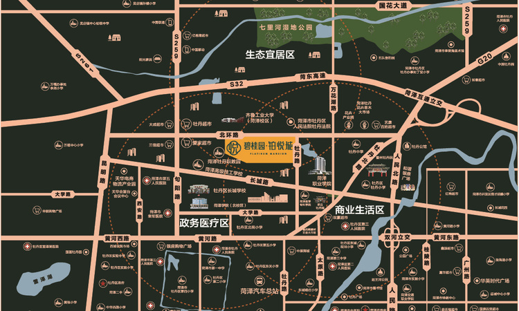 菏泽碧桂园铂悦城交通图