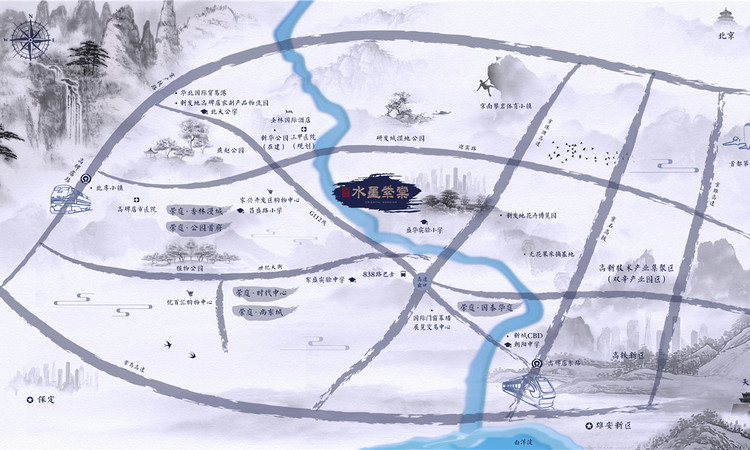 荣庭水墨紫棠交通图