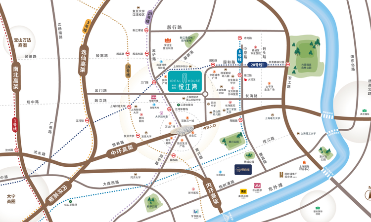 杨浦城投悦江湾交通图