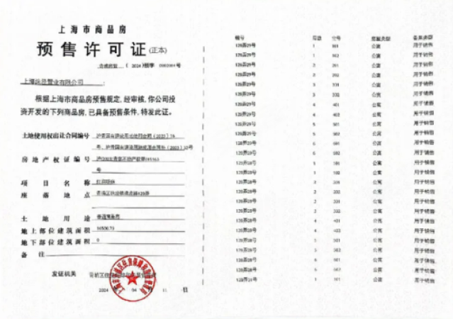 华润置地虹桥润璟楼盘证照