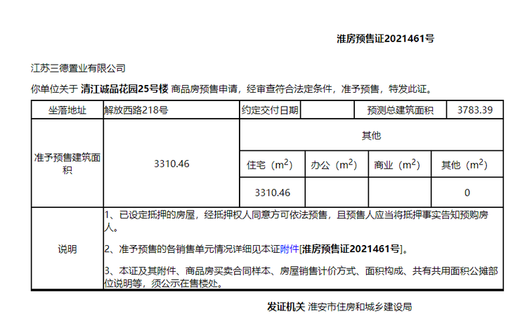 中天清江诚品楼盘证照
