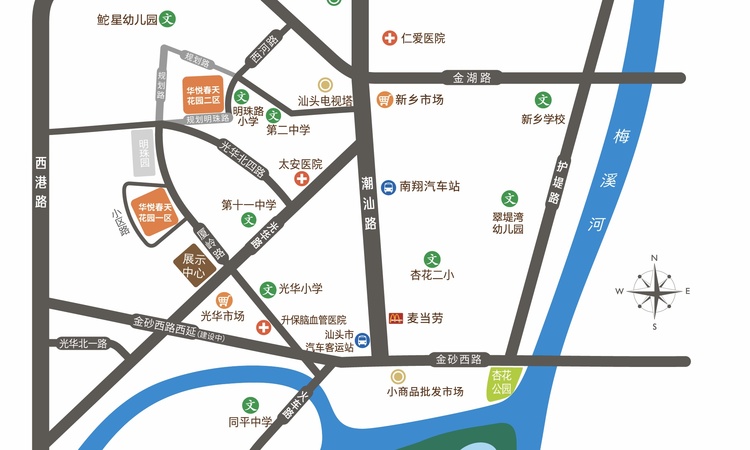 联泰华悦春天二区交通图