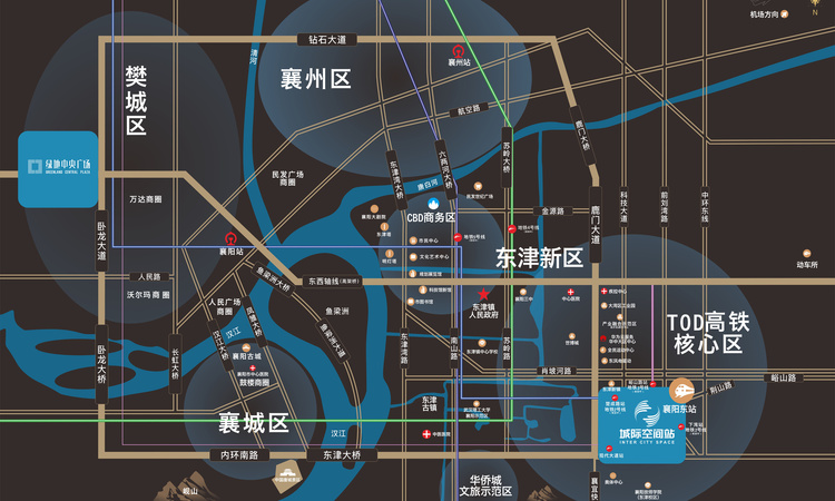 绿地襄阳城际空间站交通图