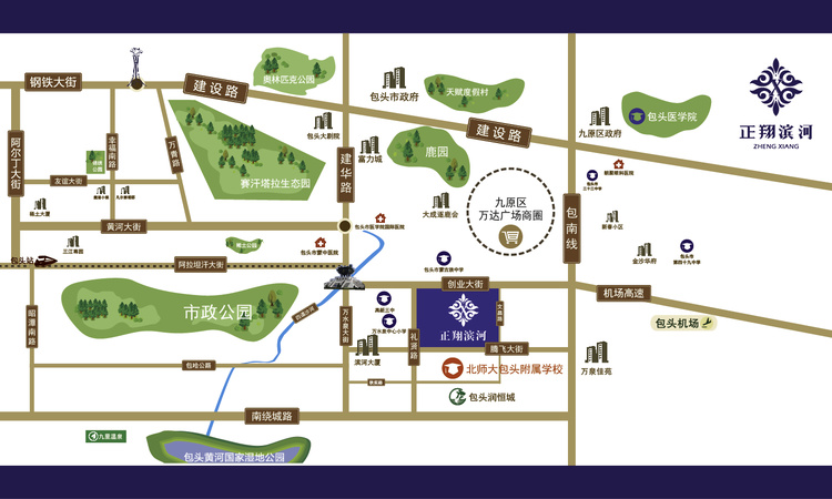 正翔滨河二期交通图