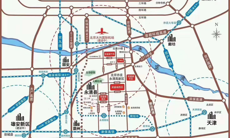 永清荣盛城东区交通图