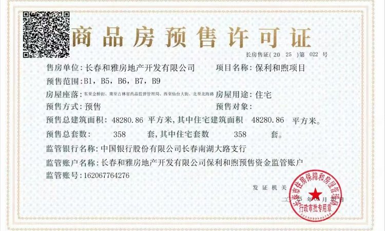保利和煦楼盘证照