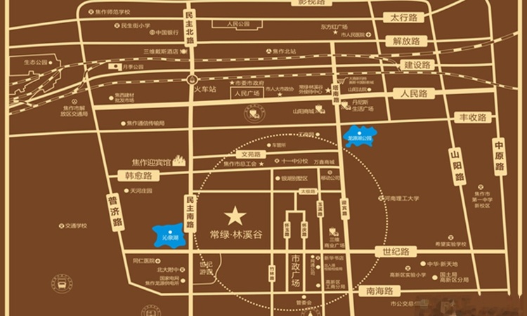 常绿林溪谷交通图