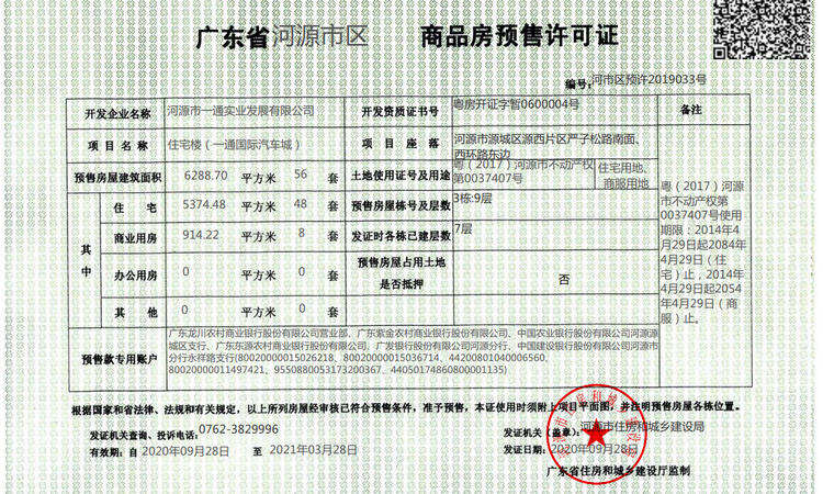 一通国际汽车城楼盘证照