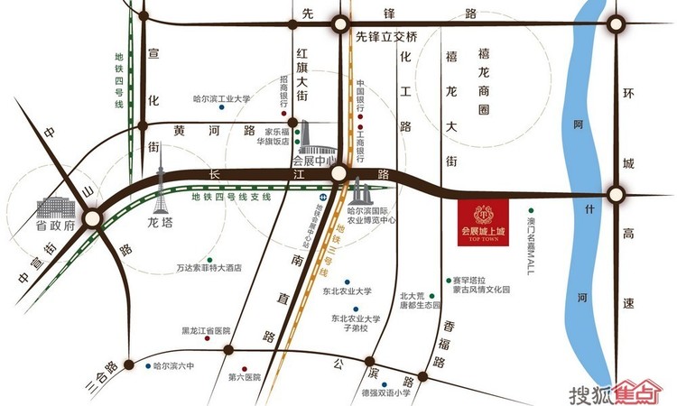 会展城上城·星御交通图