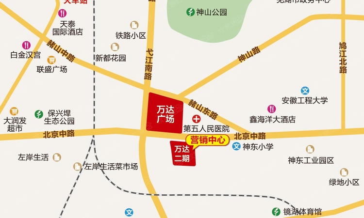 芜湖镜湖万达广场2期交通图
