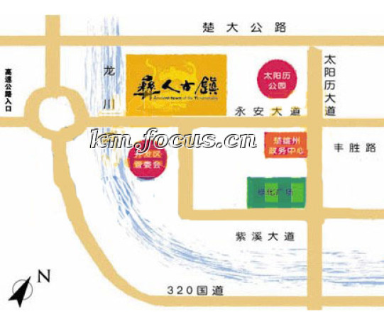 彝人古镇交通图