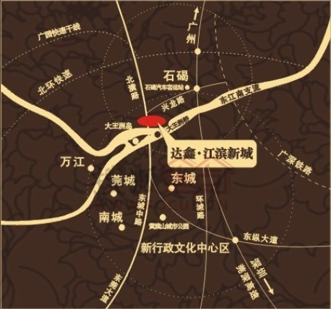 达鑫江滨新城交通图
