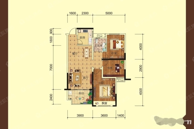 76#77#b2户型-3室2厅1卫-113.0㎡