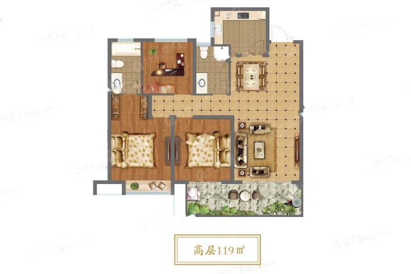 荣盛兰凌御府高层119㎡户型