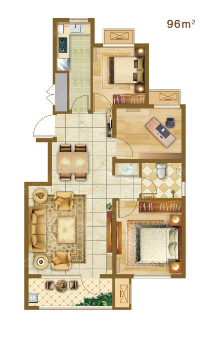 天泰城96㎡户型_天泰城户型图-烟台搜狐焦点网