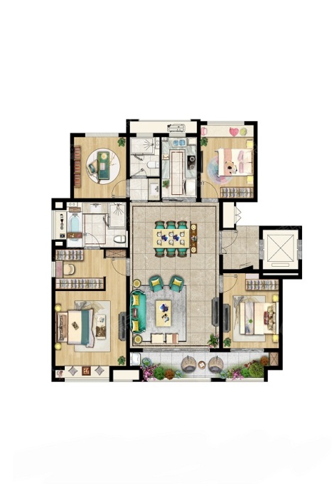 泰禾金尊府约145㎡-f户型-四室两厅两卫_泰禾金尊府户型图-镇江搜狐
