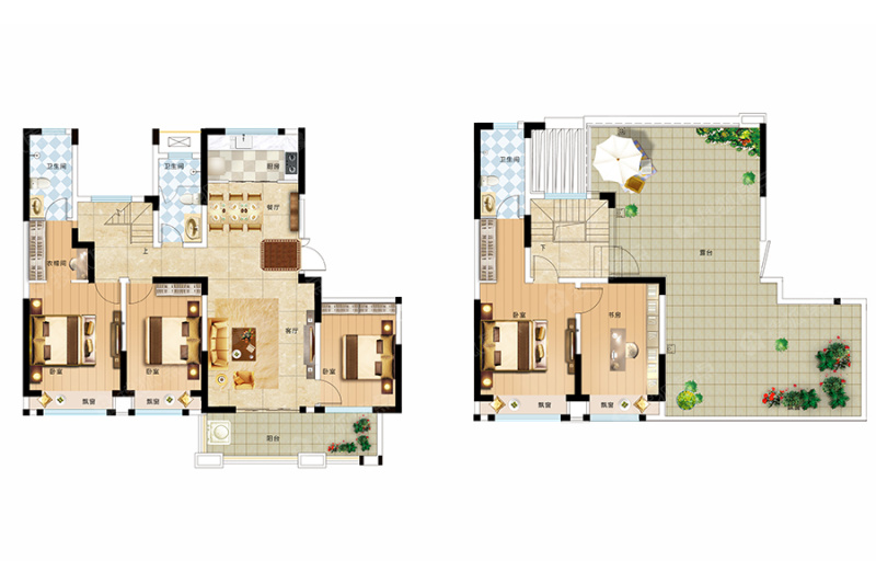 a3户型—  198.12㎡—小高层复式