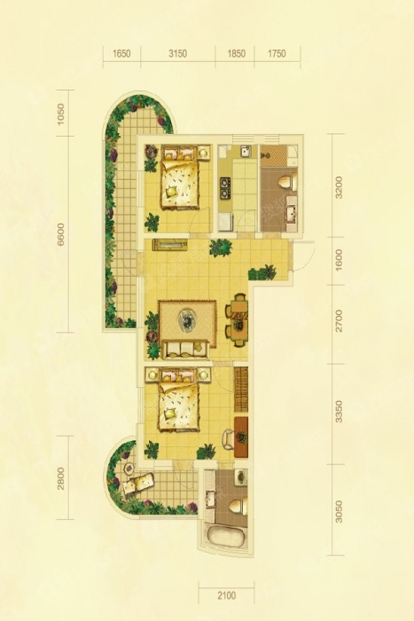 山海同湾19号楼f户型_山海同湾户型图-葫芦岛搜狐焦点网