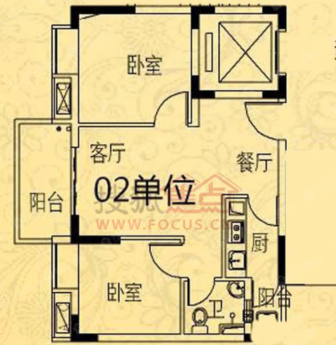 东方苑2号楼02单元2室2厅_东方苑户型图-广州搜狐焦点网